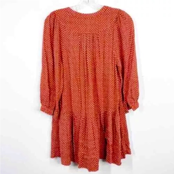 Anthro Holding Horses Rust Print Tiered Ruffle Babydoll Peasant Blouse Top - Picture 7 of 10